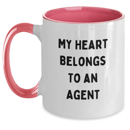 Funny Agent Gifts, My Heart Belongs To An Agent Two Tone Coffee Mug, Birthday Unique Gifts from Friends to Agent - Main