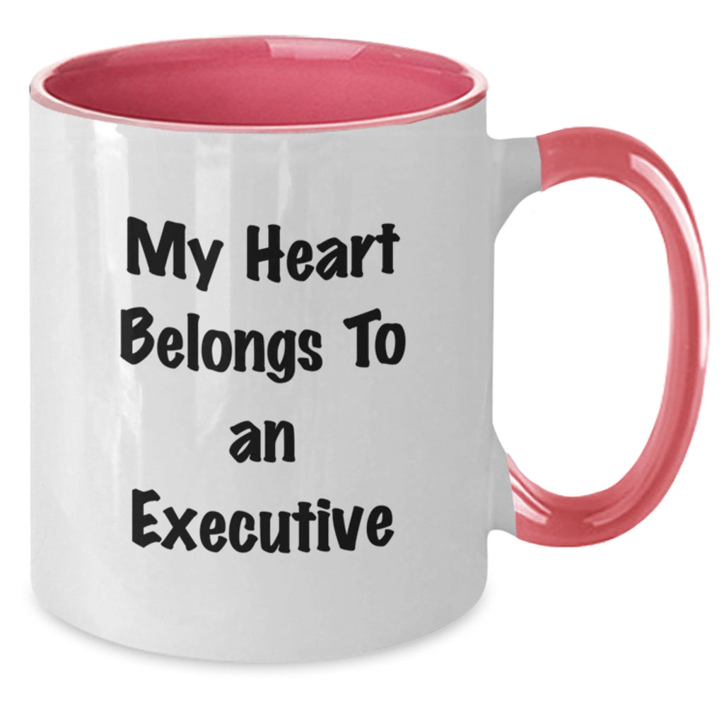 Funny Executive Two Tone Coffee Mug, Gifts for Executive, Unique Graduation Gifts from Friends, Coworkers, Family, My Heart Belongs To An 'Executive' - Additional
