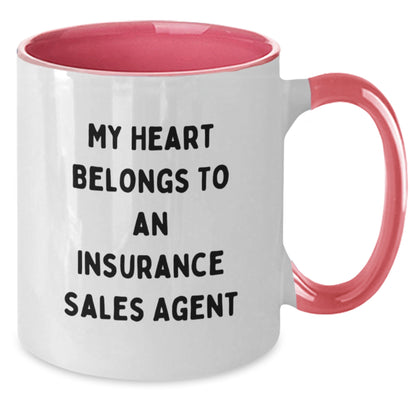 Funny Insurance Sales Agent Gifts for Men, Women, Friends, or Coworkers - My Heart Belongs To An Insurance Sales Agent Two Tone Coffee Mug - Additional