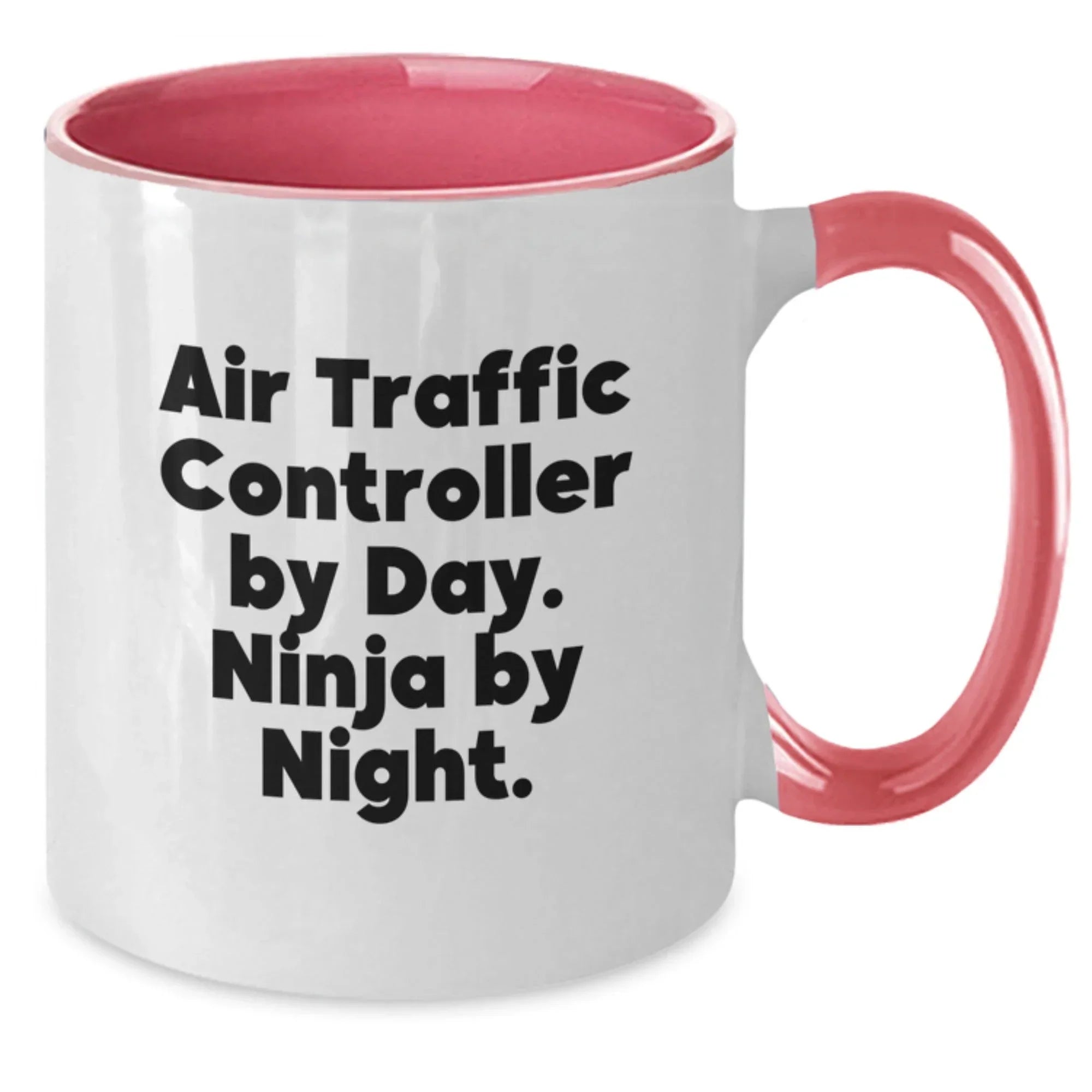 Funny Air Traffic Controller Gifts from Friends for Christmas Unique Presents, Air Traffic Controller by Day Ninja by Night Ceramic Two Tone Coffee Mug