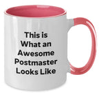 Funny Postmaster Quotes Two Tone Coffee Mug, Gifts from Friends for Postmaster Graduation, Inspirational Mug for Him/Her, 11oz Ceramic
