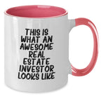 Funny Real Estate Investor Gifts for Men Two Tone Coffee Mug - This Is What An Awesome Real Estate Investor Looks Like - Gifts from Family
