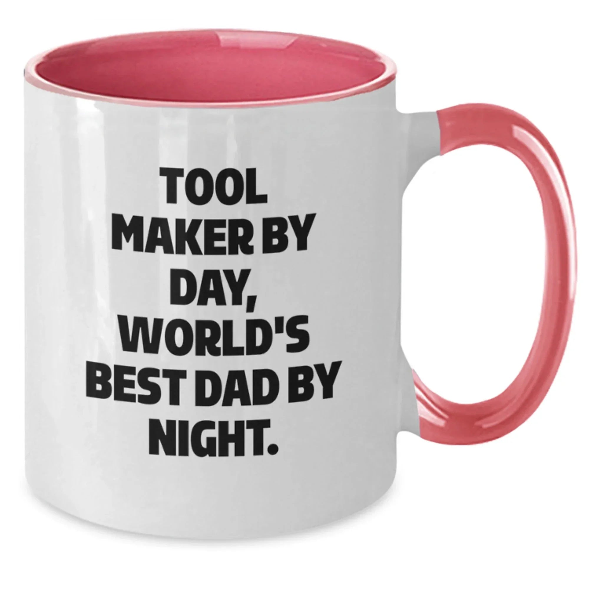 Funny Tool Maker Gifts from Men for Christmas Unique Gifts - Two Tone Coffee Mug with 'Tool Maker By Day, World's Best Dad By Night' Quote