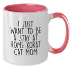 Korat Cat Mom Funny Quote Two Tone Coffee Mug Gifts from Family for Korat Cat Lover Christmas Unique