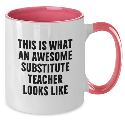 Funny Gifts for Substitute Teachers, This Is What An Awesome Teacher Looks Like Two Tone Coffee Mug, Graduation Unique Gifts from Men, Women, Friends, Coworkers, Family - Additional