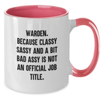 Warden Keepsake Two Tone Coffee Mug for Him Birthday Gift Ceramic - Additional