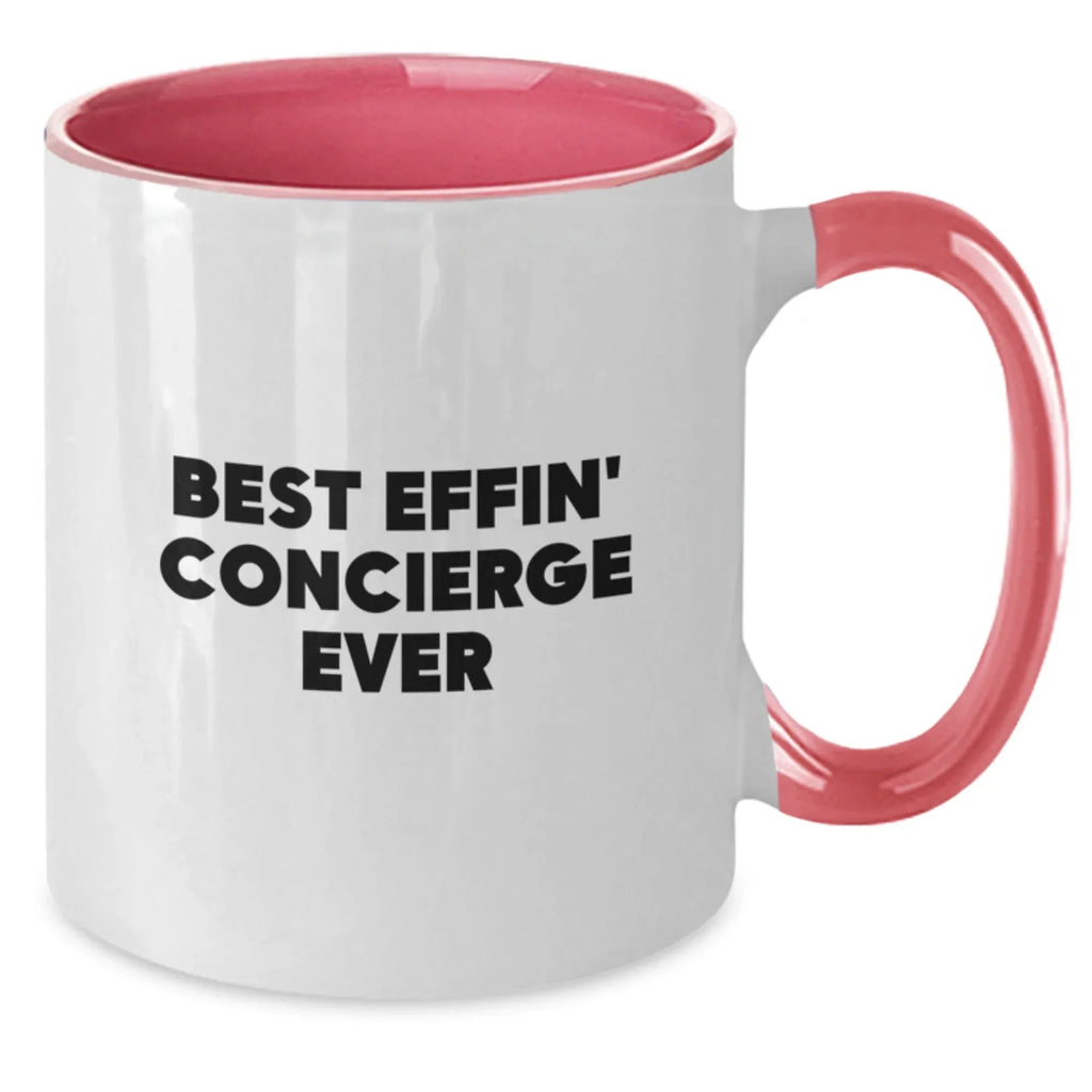 Funny Concierge Gifts from Men Friends and Family, Best Effin' Concierge Ever Two Tone Coffee Mug for Christmas Unique Gifts