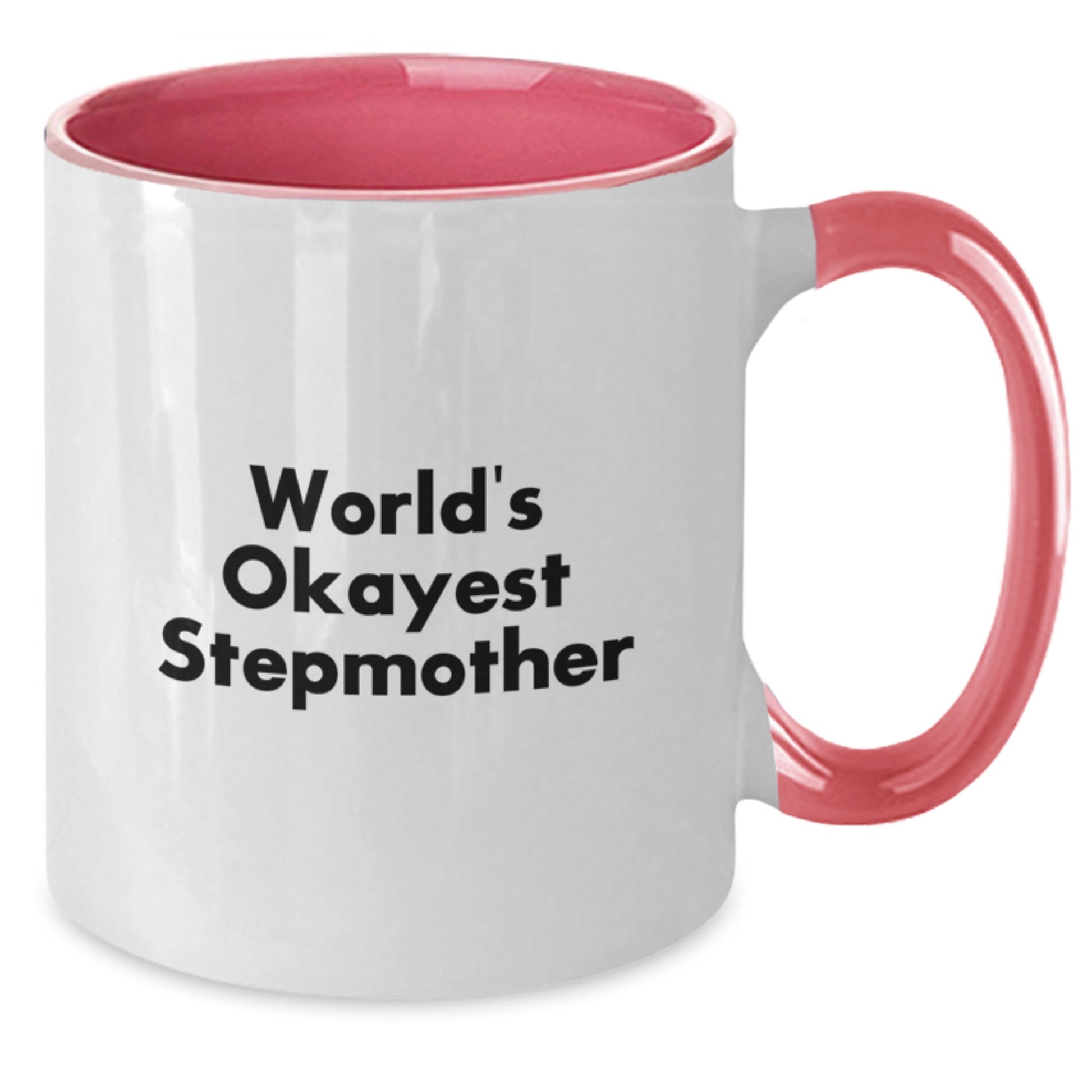 Funny Stepmother Gifts, World's Okayest Stepmother Two Tone Coffee Mug for Birthday, Gifts from Family, Stepmother's Special Day, Unique and Humorous - Additional