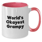 Funny Grampy Gifts, World's Okayest Grampy Two Tone Coffee Mug, Birthday Presents from Men, Women, Family, Friends