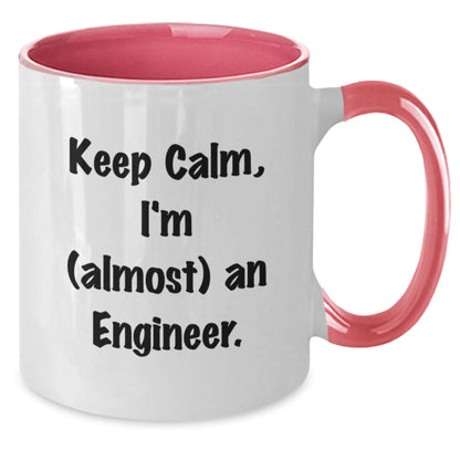 Funny Engineer Gifts from Friends, Cute Keep Calm I'm (almost) An Engineer. Two Tone Coffee Mug for Engineer Graduation Unique Gifts - Additional