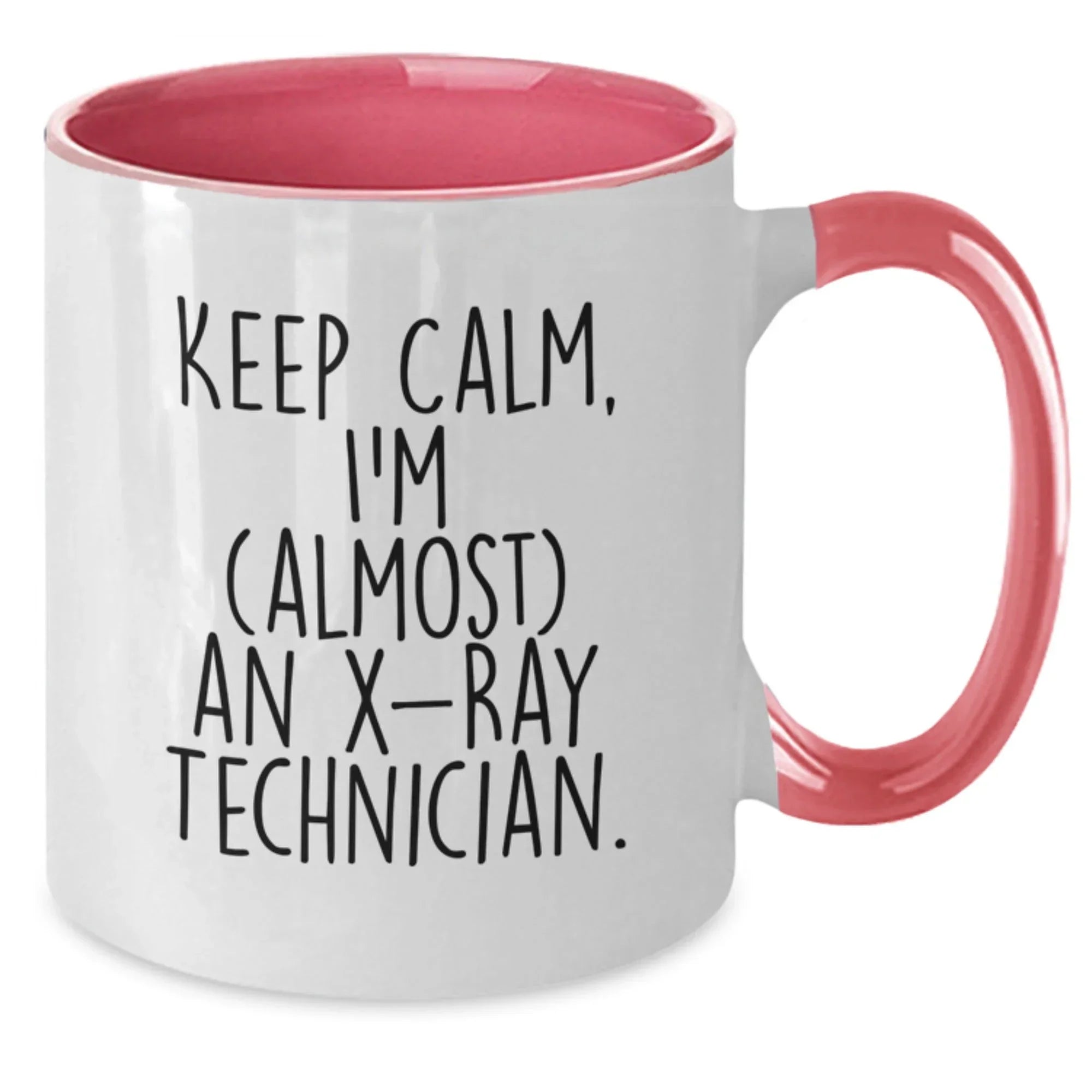 Funny X-Ray Technician Gifts from Friends, Unique Two Tone Coffee Mug for X-Ray Technician Lover, Keep Calm I'm (almost) An X-ray Technician Christmas Unique Presents