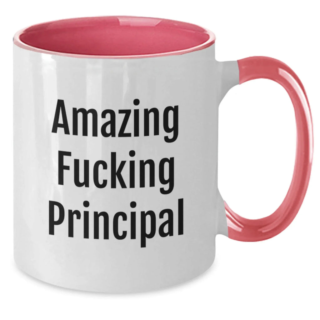 Funny Principal Gifts from Friends, Two Tone Coffee Mug for Principal, Amazing Quote for Principal Christmas Unique Gifts