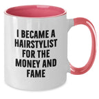 Funny Hairstylist Gifts for Christmas Two Tone Coffee Mug from Friends to Family - 'I Became A Hairstylist'