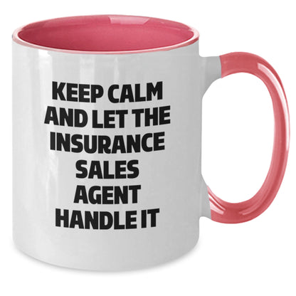 Funny Insurance Sales Agent Gifts for Christmas - Keep Calm Two Tone Coffee Mug, Gifts from Friends and Family to Insurance Sales Agent - Additional