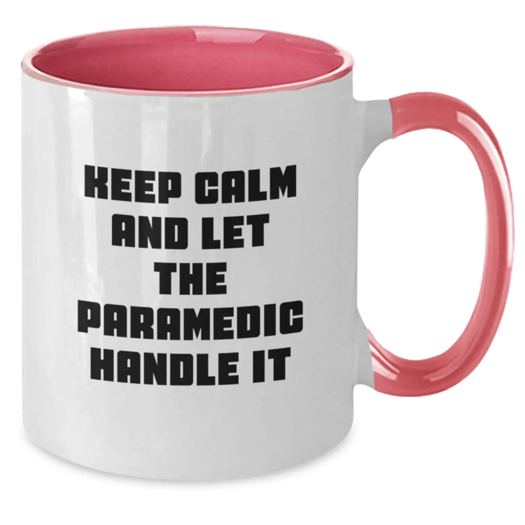 Funny Rescue Worker Gifts from Family and Friends - Keep Calm And Let The Rescue Worker Handle It Two Tone Coffee Mug for Rescue Worker Men and Women on Christmas