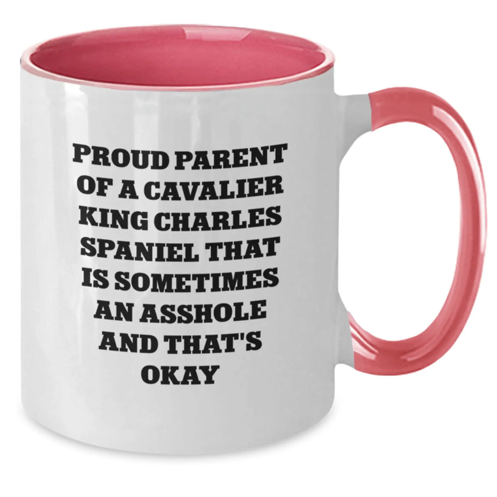 Funny Cavalier King Charles Spaniel Dog Gifts for Dad, Proud Parent Mug, Two Tone Coffee Mug for Graduation Unique Gifts from Mom - Additional