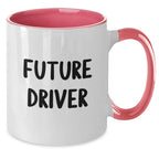 Funny Future Driver Gifts from Friends and Family - Unique Two Tone Coffee Mug for Him - Driver Encouragement Quote - Christmas Unique Gifts for Drivers