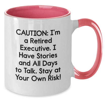 Funny Executive Gifts from Friends for Christmas - Two Tone Coffee Mug, I'm A Retired Executive, Stay At Your Own Risk!, 11oz Ceramic - Additional