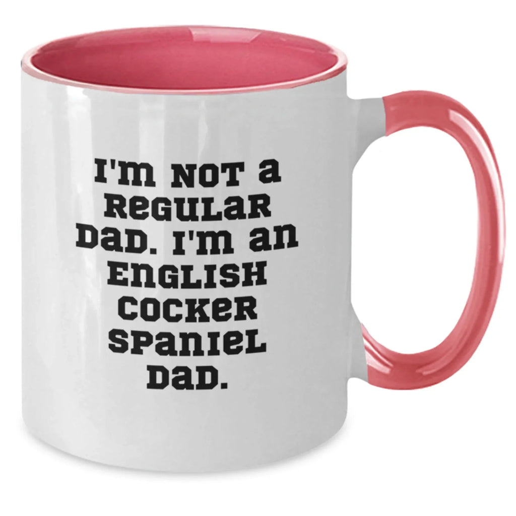 English Cocker Spaniel Dog Dad Funny Christmas Two Tone Coffee Mug Gifts from Men Friends Family to Dad English Cocker Spaniel Dog