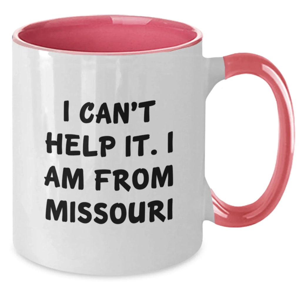 Funny Missouri Gifts from Friends and Family, 'I Can't Help It. I Am From Missouri' Two Tone Coffee Mug, Perfect for Missouri Women and Men, Christmas Unique Presents