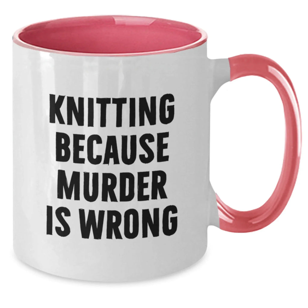 Funny Knitting Gifts for Knitting Enthusiasts, Two Tone Coffee Mug, Gifts from Friends, Christmas Unique Mugs