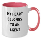 Funny Agent Gifts, My Heart Belongs To An Agent Two Tone Coffee Mug, Birthday Unique Gifts from Friends to Agent