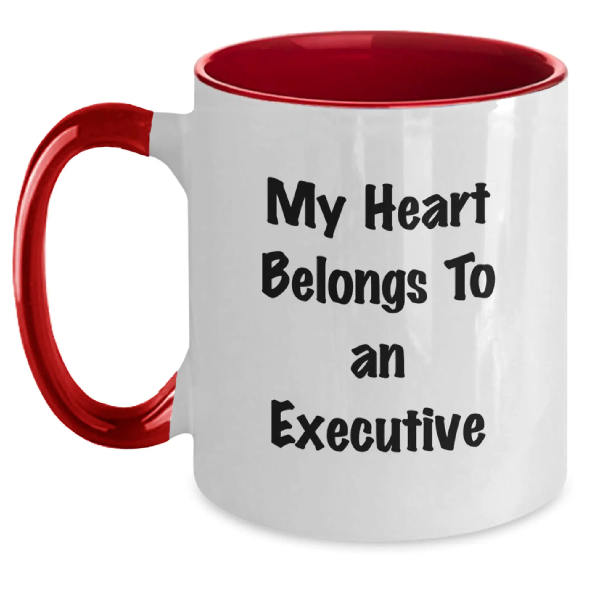Funny Executive Two Tone Coffee Mug, Gifts for Executive, Unique Graduation Gifts from Friends, Coworkers, Family, My Heart Belongs To An 'Executive' - Main