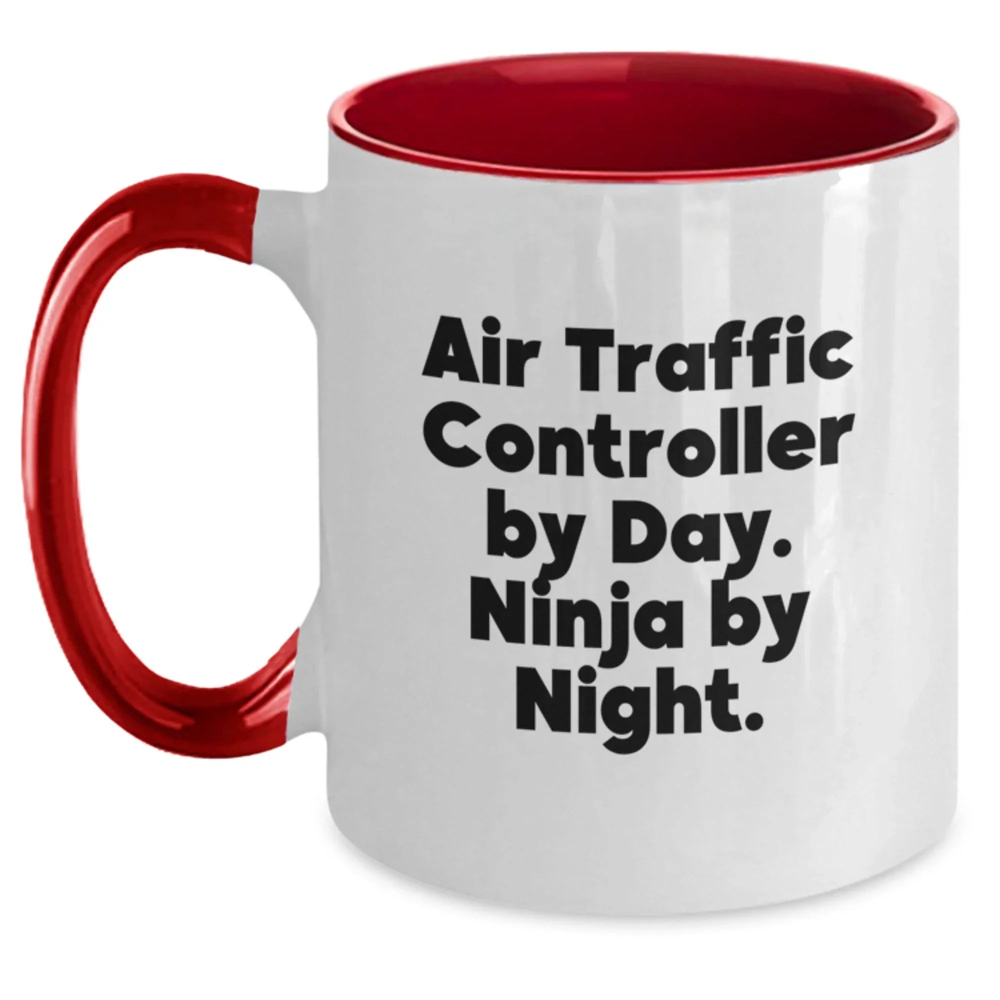 Funny Air Traffic Controller Gifts from Friends for Christmas Unique Presents, Air Traffic Controller by Day Ninja by Night Ceramic Two Tone Coffee Mug