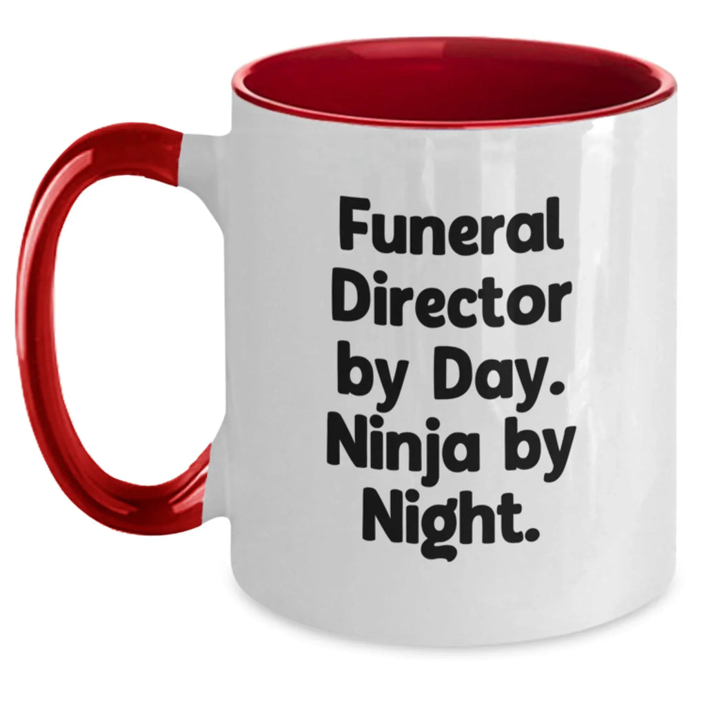 Funny Funeral Director Gifts - Two Tone Coffee Mug for Men - 'Funeral Director By Day. Ninja By Night.' - Gifts from Family to Funeral Director