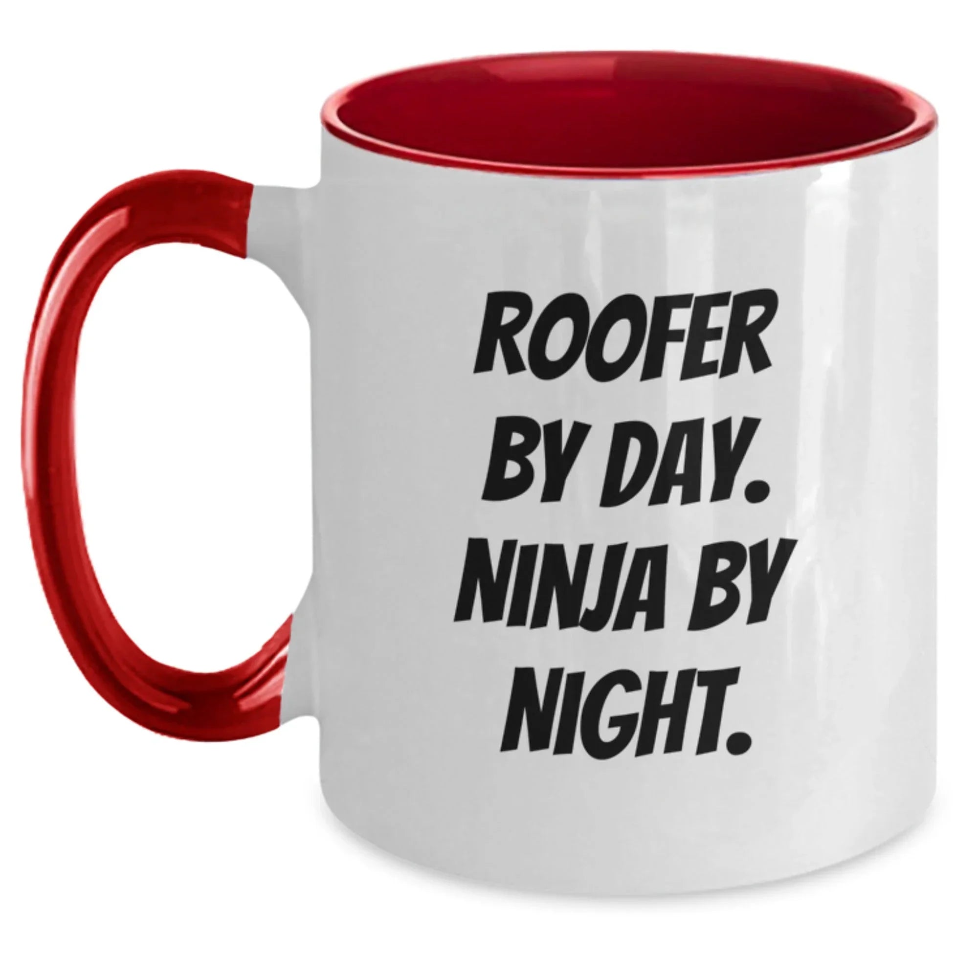 Roofer Gifts by Day, Ninja by Night Funny Two Tone Coffee Mug Gifts from Friends for Roofer Graduation Unique Gifts