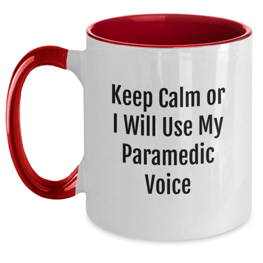 Christmas Gift for Her - Keep Calm Paramedic Voice Two Tone Mug Present - Main