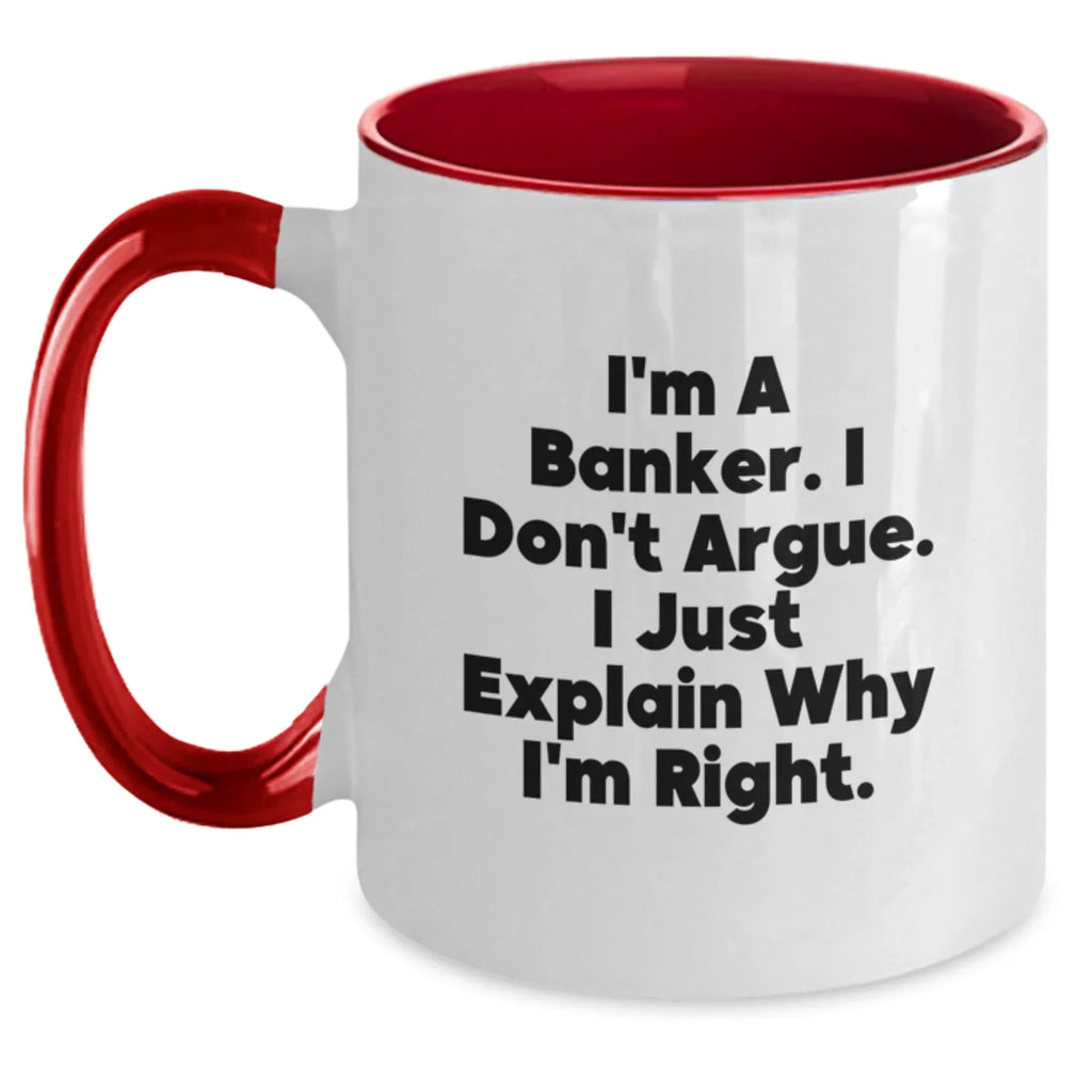 Funny Banker Gifts from Men to Friends, Unique Two Tone Coffee Mug for Banker, Christmas Unique Gifts