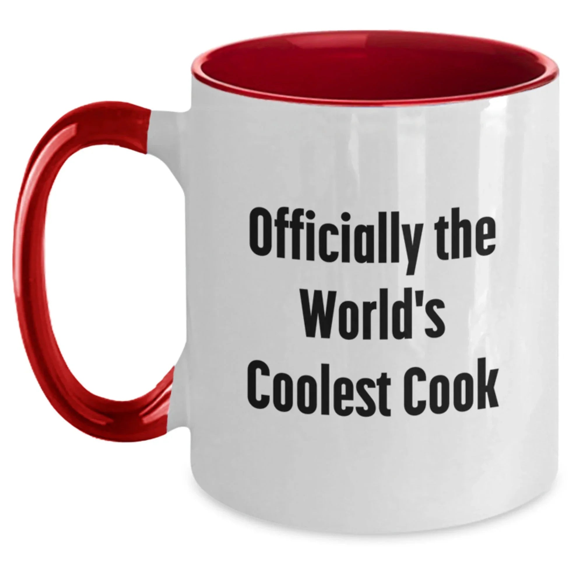 Funny Cook Gifts, Two Tone Coffee Mugs for Him, Officially The World's Coolest Cook Quote, Gifts for Men from Family