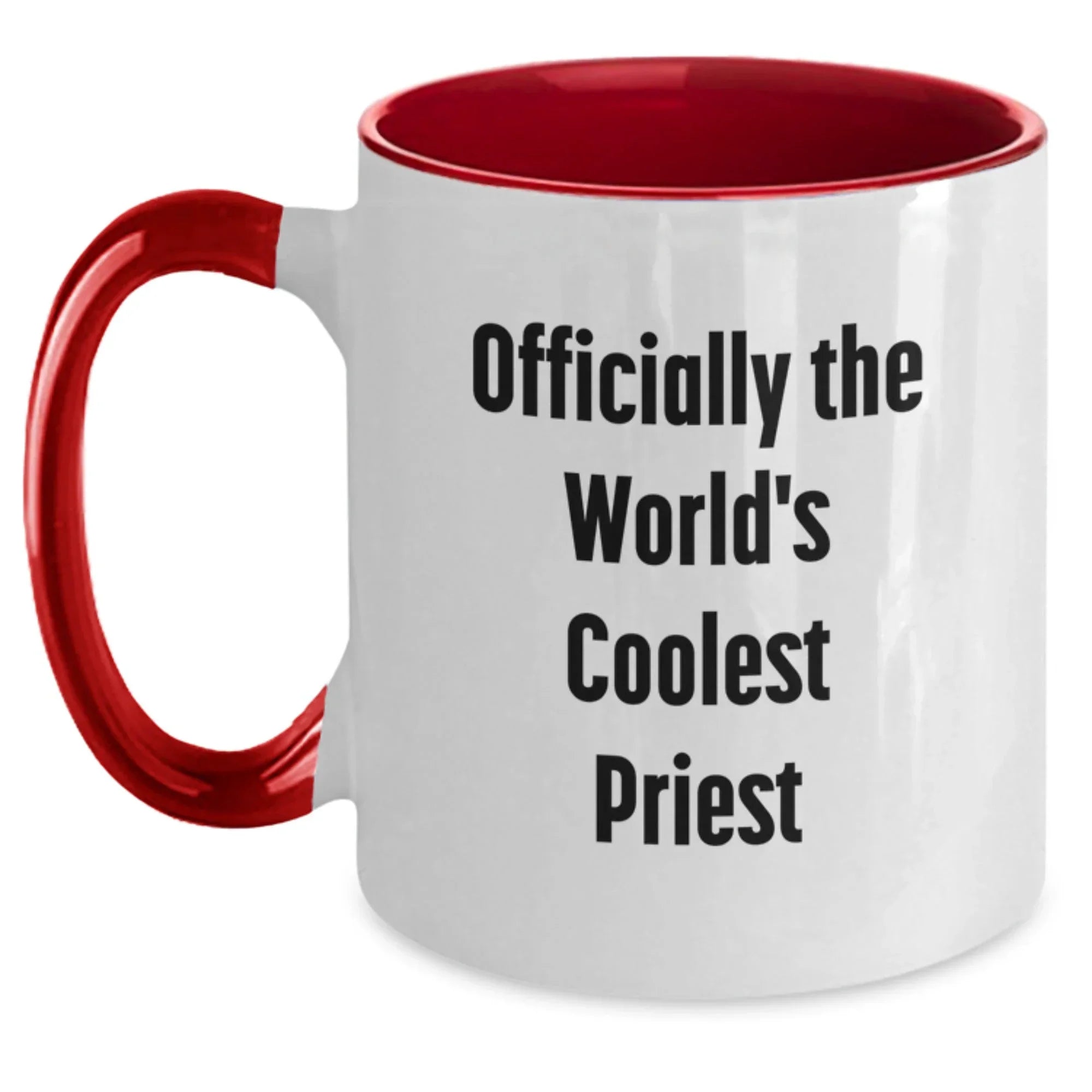 Funny Gifts from Men for Priest - Officially The World's Coolest Priest Two Tone Coffee Mugs, Perfect for Christmas Unique Gifts