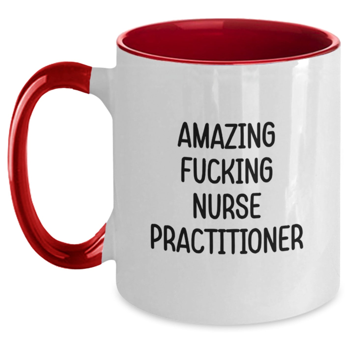 Funny Nurse Practitioner Gifts from Friends for Christmas Unique Mugs with Amazing F--king Quote, Two Tone Coffee Mug Nursing Humor - Main