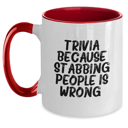 Trivia Fun Mugs, Funny Gifts from Friends for Trivia Enthusiasts on Birthday, Two Tone Coffee Mug with Witty Quote - Main