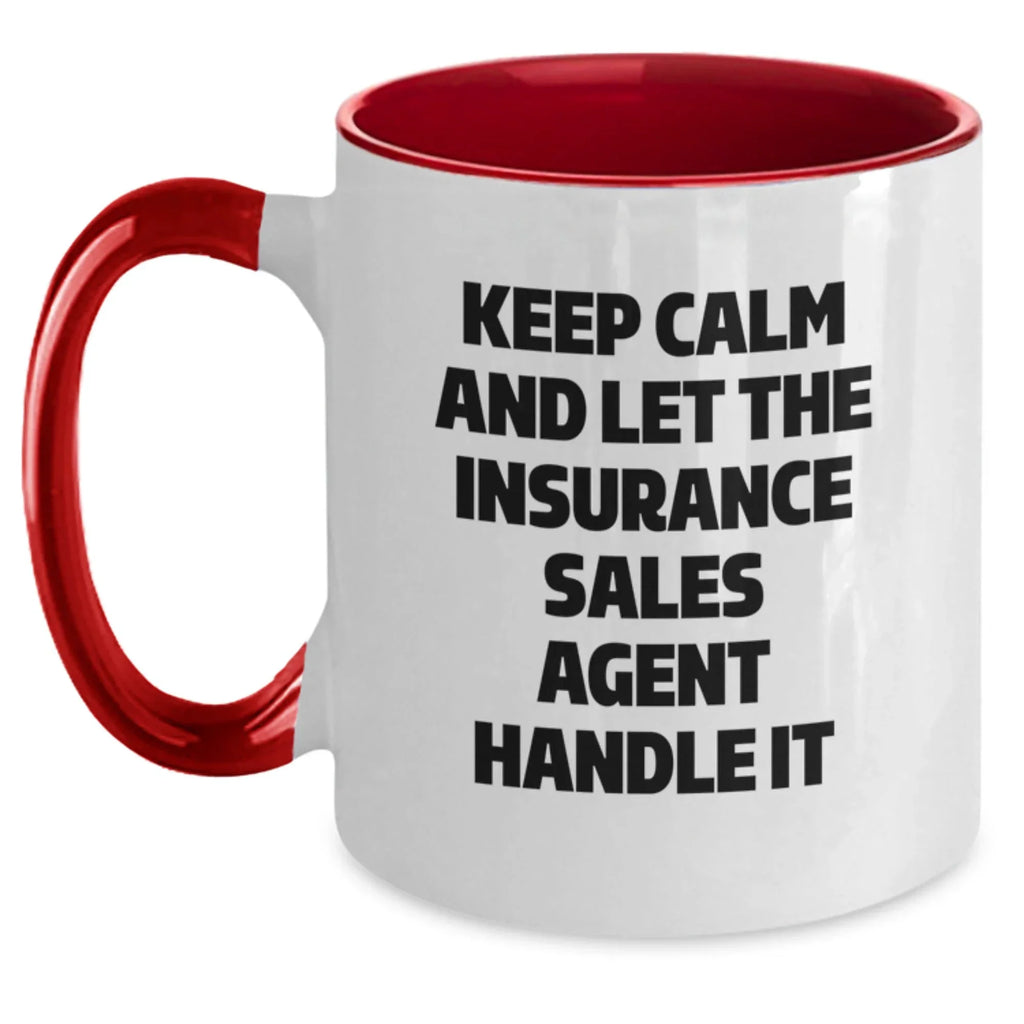Funny Insurance Sales Agent Gifts for Christmas - Keep Calm Two Tone Coffee Mug, Gifts from Friends and Family to Insurance Sales Agent
