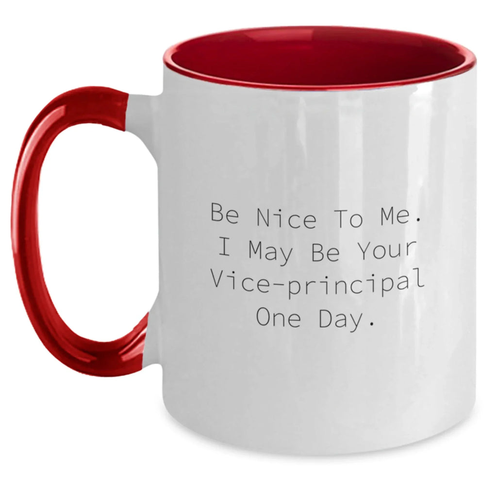 Funny Vice-principal Two Tone Coffee Mug - Be Nice To Me. I May Be Your Vice-principal One Day Birthday Christmas Gifts