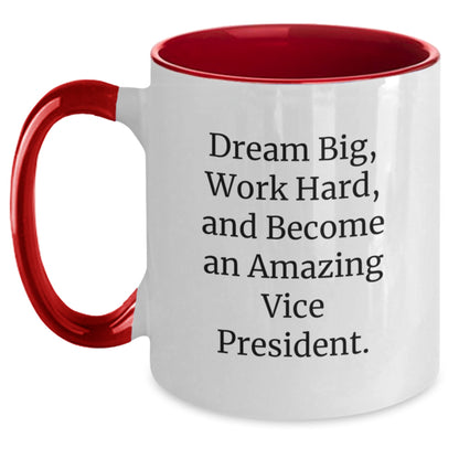 Funny Vice President Gifts for Men, Women, Coworkers, Family, Friends - Two Tone Coffee Mug - Dream Big, Work Hard, And Become An Amazing VP - Unique Christmas Unique Gifts from Friends, Family - Main
