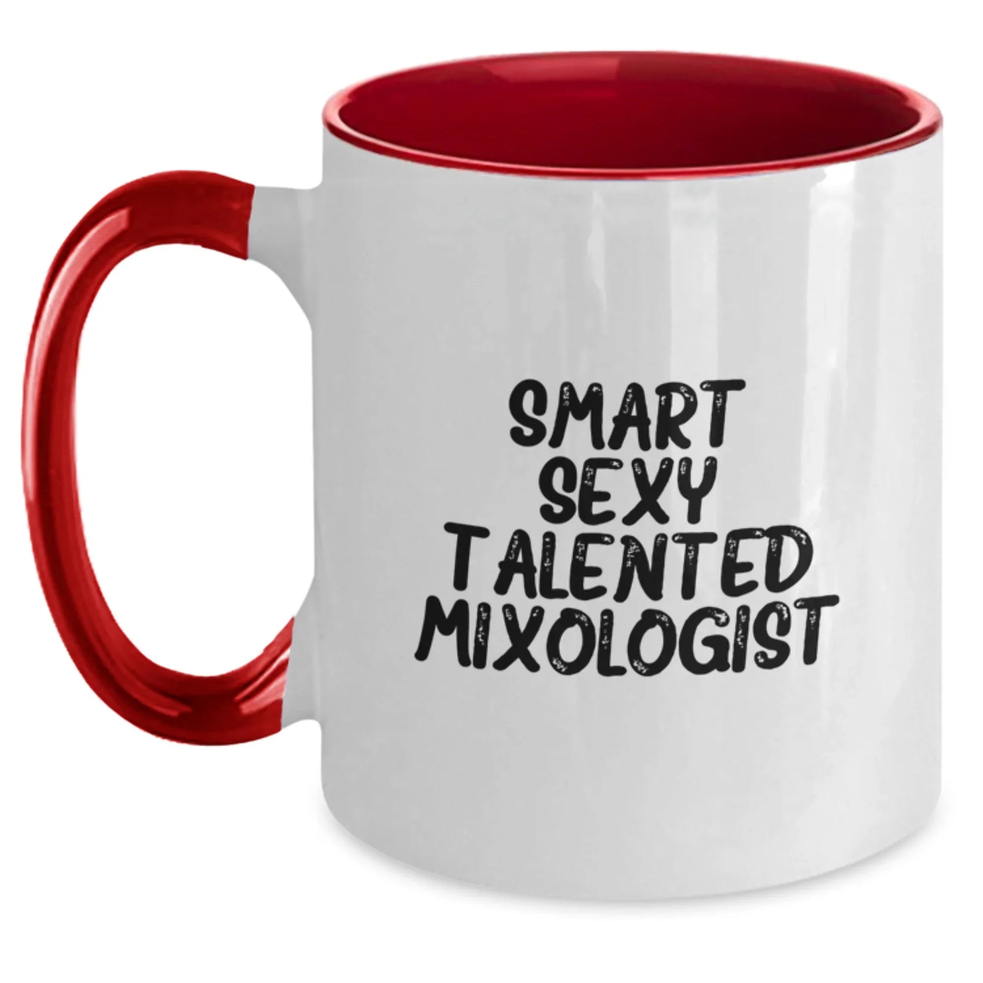 Smart Sexy Talented Mixologist Gifts from Men to Women Friends Christmas Unique Mixologist Two Tone Coffee Mugs, Funny Quote, Black and White, Red and White, Navy and White, Pink and White