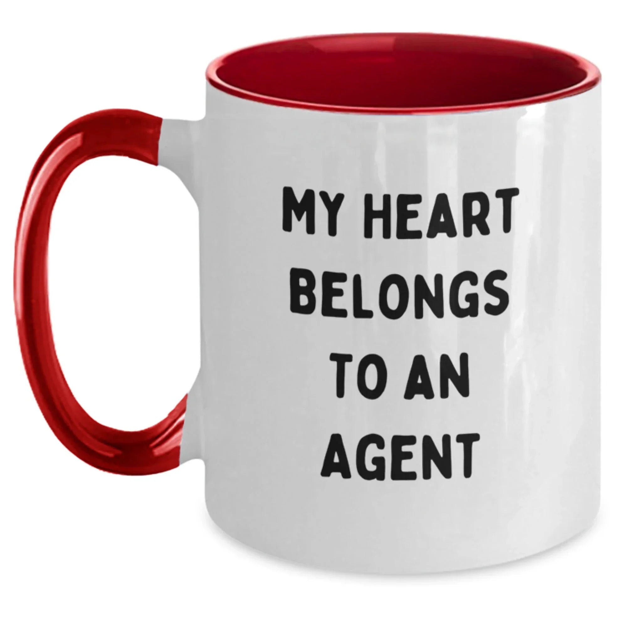 Funny Agent Gifts, My Heart Belongs To An Agent Two Tone Coffee Mug, Birthday Unique Gifts from Friends to Agent