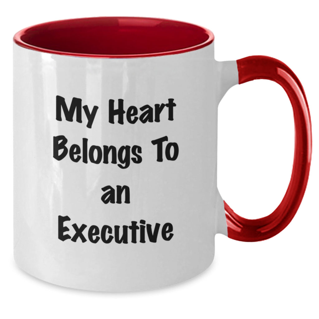 Funny Executive Two Tone Coffee Mug, Gifts for Executive, Unique Graduation Gifts from Friends, Coworkers, Family, My Heart Belongs To An 'Executive' - Additional