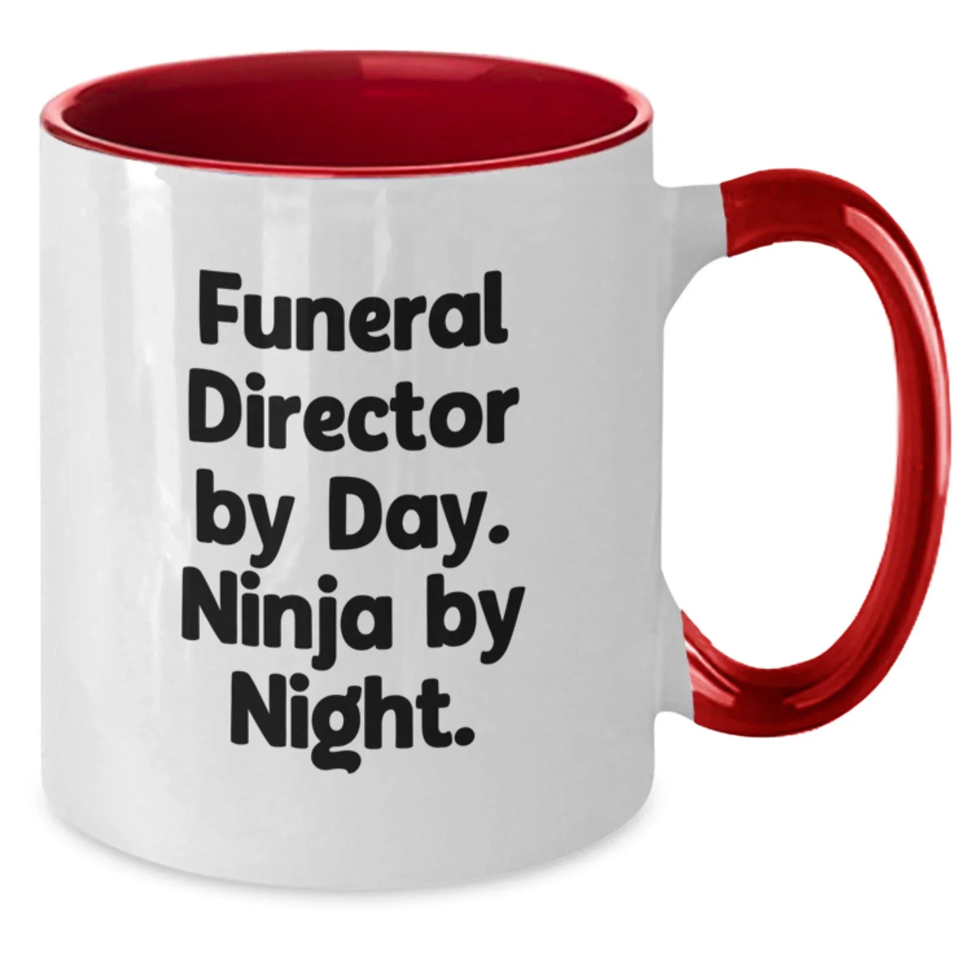 Funny Funeral Director Gifts - Two Tone Coffee Mug for Men - 'Funeral Director By Day. Ninja By Night.' - Gifts from Family to Funeral Director