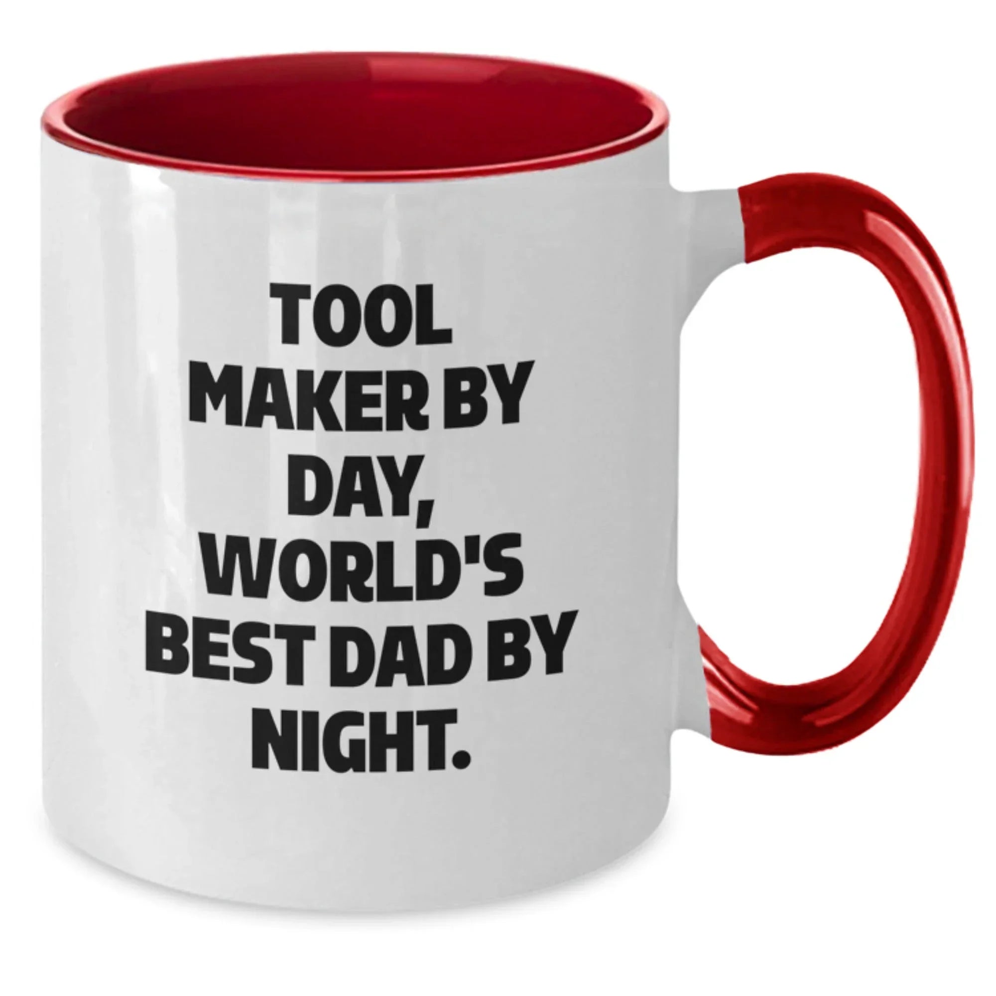 Funny Tool Maker Gifts from Men for Christmas Unique Gifts - Two Tone Coffee Mug with 'Tool Maker By Day, World's Best Dad By Night' Quote