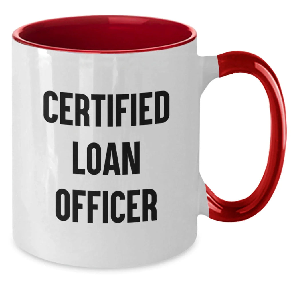 Funny Loan Officer Gifts from Friends for Christmas Unique Mugs - Certified Loan Officer Coffee Mug Set