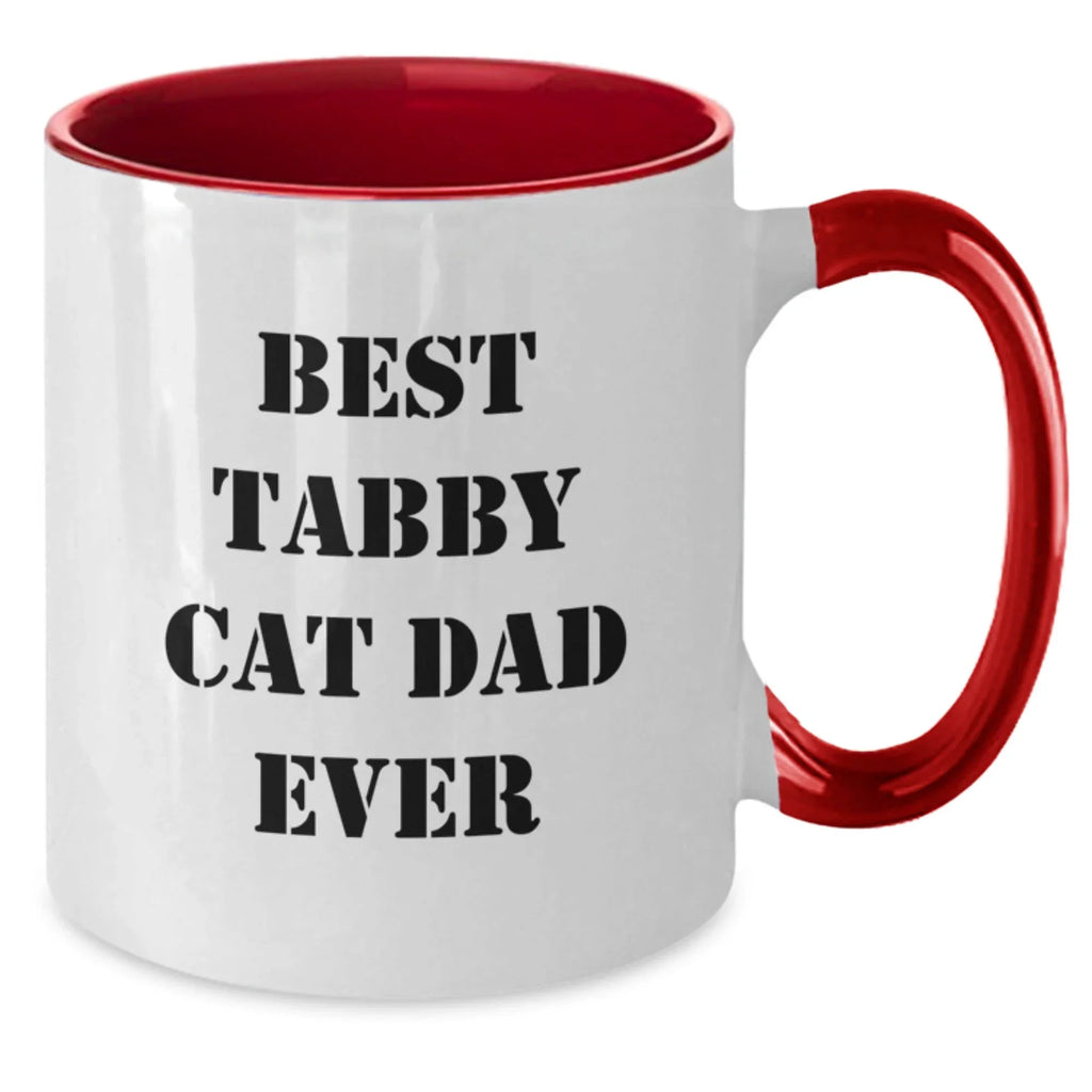 Funny Tabby Cat Gifts for Men, Women, Friends, or Family - Best Tabby Cat Dad Ever Two Tone Coffee Mug, Valentine's Unique Gifts from Men, Women, Friends, or Family