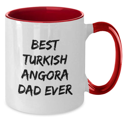 Funny Turkish Angora Cat Gifts for Men from Best Dads Ever, Two Tone Coffee Mug for Graduation, Black and White, Red and White, Navy and White, and Pink and White Options - Additional