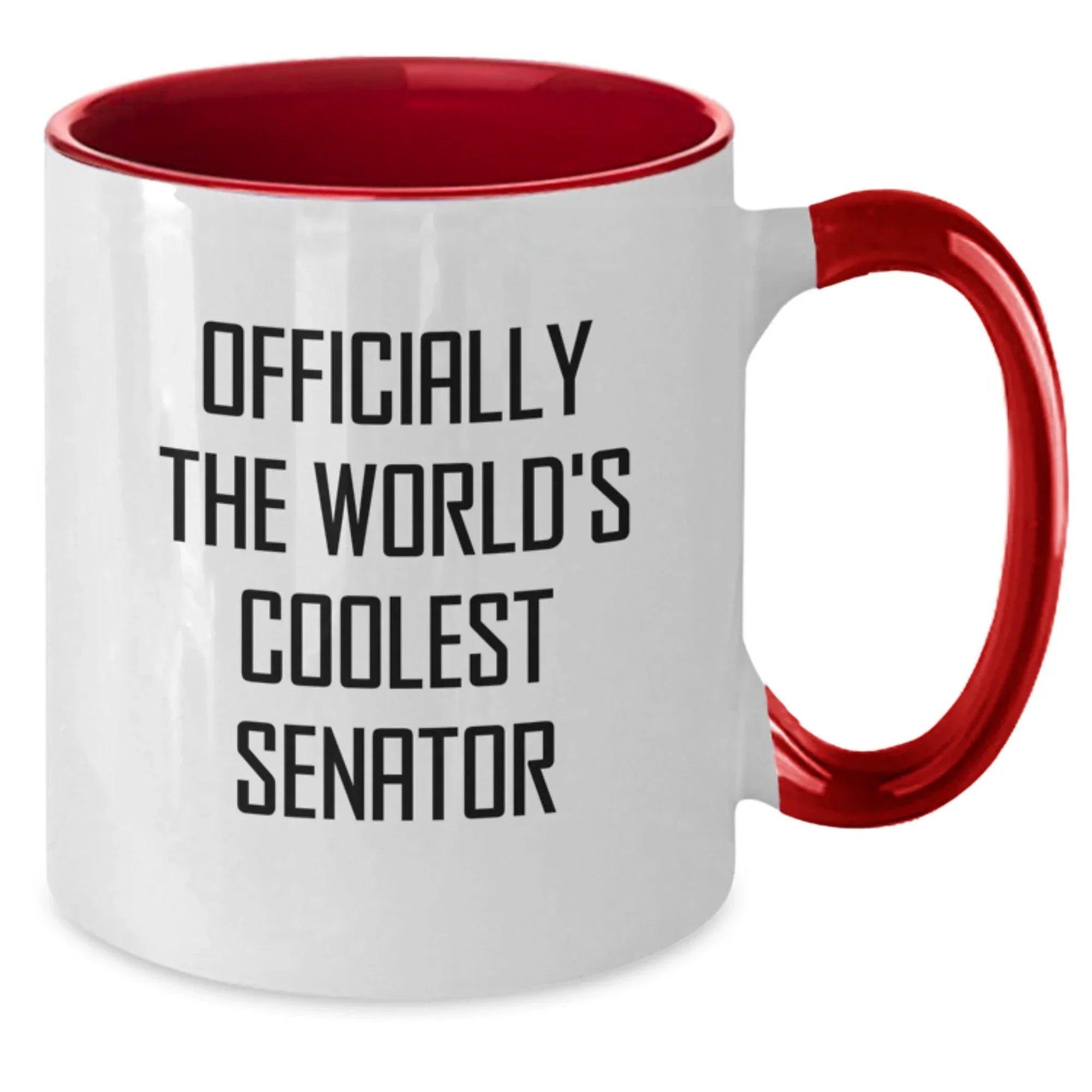 Funny Senator Gifts, Unique Two Tone Coffee Mug, Officially The World's Coolest Senator Quote, Christmas Unique Gifts from Friends and Family
