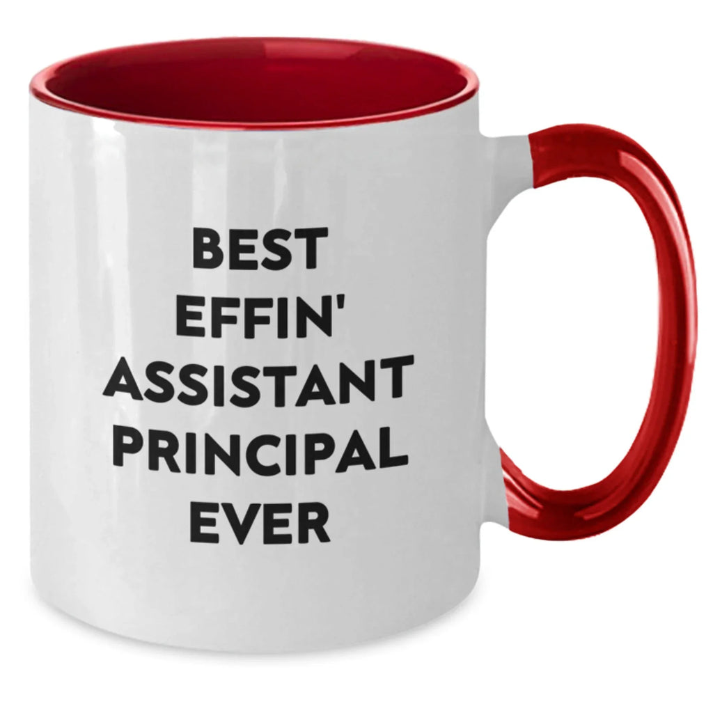 Funny Assistant Principal Gifts from Friends Two Tone Coffee Mug with Best Effin' Quote, Christmas Unique Presents for Assistant Principals