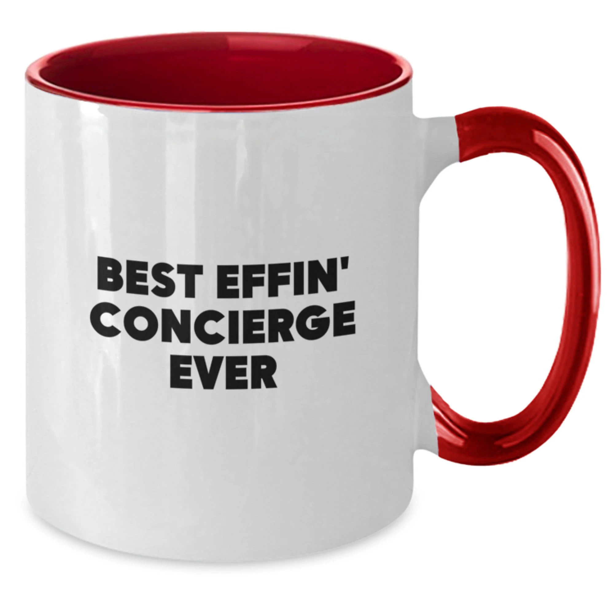 Funny Concierge Gifts from Men Friends and Family, Best Effin' Concierge Ever Two Tone Coffee Mug for Christmas Unique Gifts